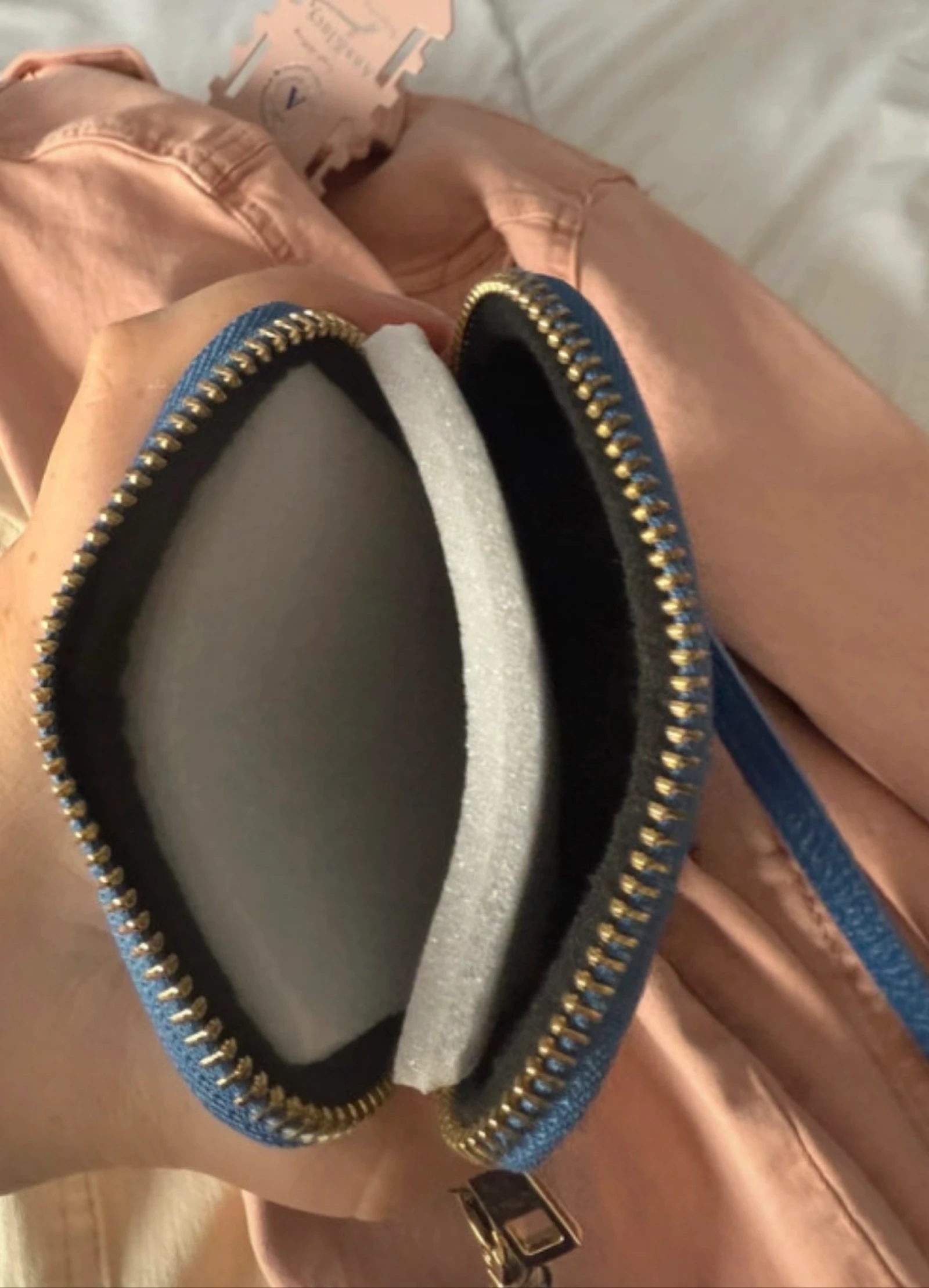 Blauwe leren schoudertas voor mobiel (Nieuw) – photo 5